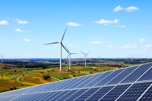 Solar energy ,Photovoltaic,Panels,And,Wind,Turbines.,Energy,Concept
