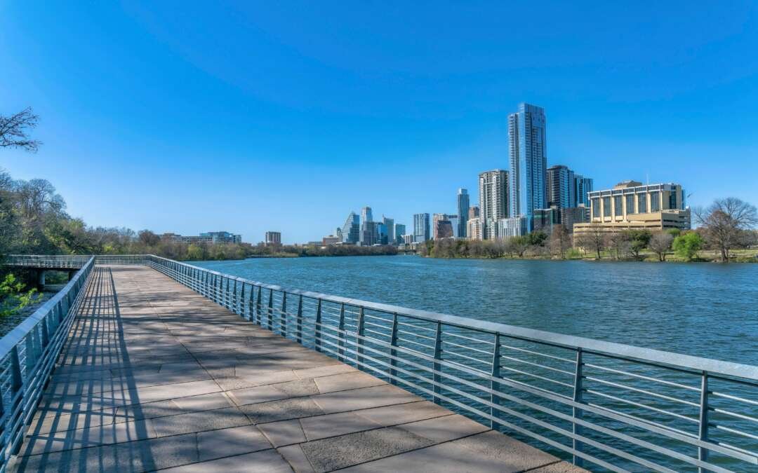 Pedestrian,Walkway,And,Bike,Path,Along,Colorado,River,With,Luxury bike paths in austin